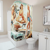 Rideaux De Douche Collage Pinups rétro (En situation)
