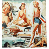 Rideaux De Douche Collage Pinups rétro (Devant)