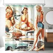Rideaux De Douche Collage Pinups rétro