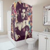 Rideaux De Douche Collage Retro Cowgirl (En situation)