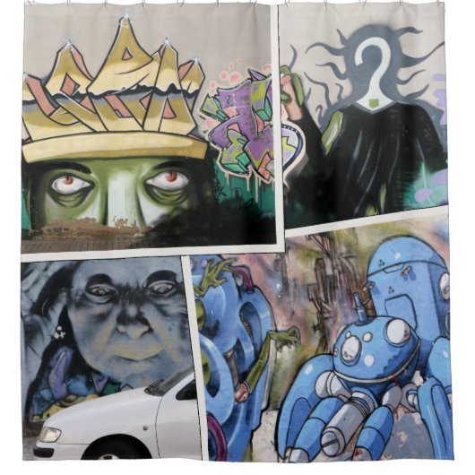 Rideaux De Douche Collage sale coloré d'art de rue (Devant)