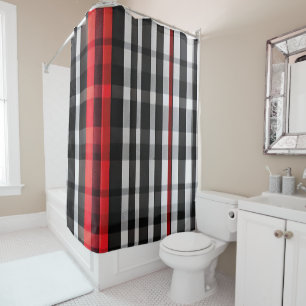 Rideaux De Douche Collection Abstraite Red Black Plaid