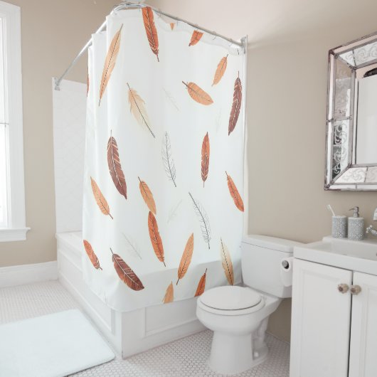 Rideaux De Douche Collection de Luxe Plumes Boho Populaires (En situation)
