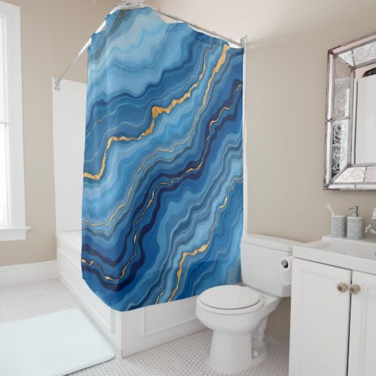 Rideaux De Douche Collection de marbre bleu azur (En situation)