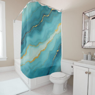 Rideaux De Douche Collection de marbre bleu turquoise moderne