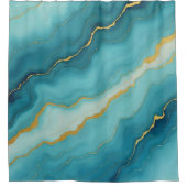 Rideaux De Douche Collection de marbre bleu turquoise moderne (Devant)