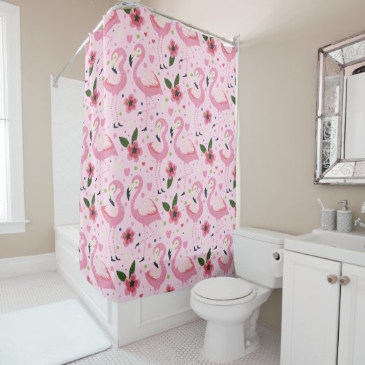 Rideaux De Douche Collection Été Flamingo Une Conception 9 (En situation)