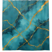 Rideaux De Douche Collection tendance en marbre bleu turquoise (Devant)