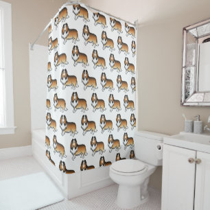 Rideaux De Douche Colley Rough Sable Motif Chien de Dessin Animé Mig