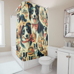 Rideaux De Douche Collie frontière mignonne sans joint