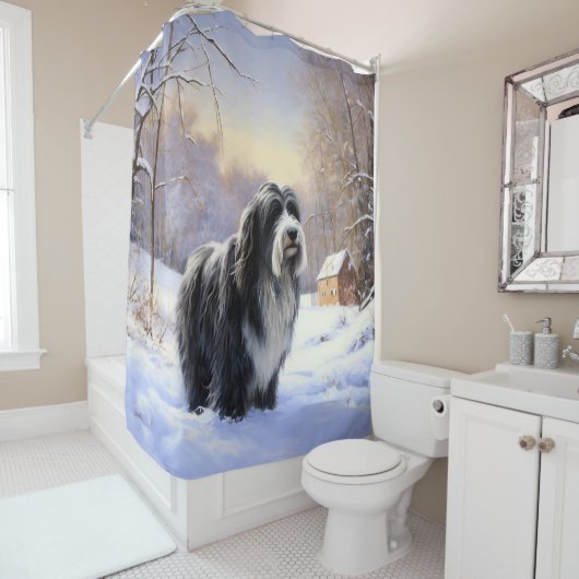 Rideaux De Douche Collie Laisser Il Neige Noël (En situation)