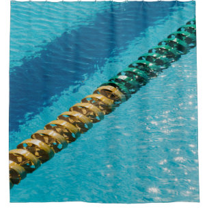 Rideaux De Douche Collier perlé bleu et blanc sur le corps bleu de w