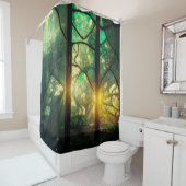 Rideaux De Douche Collier vert en verre feutré en argent (En situation)