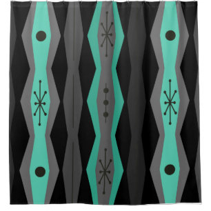 Rideaux De Douche Colonnes Abstraites de l'ère atomique Turquoise no