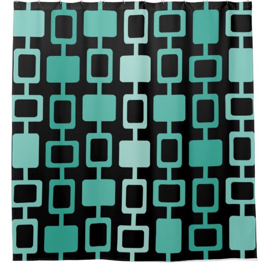 Rideaux De Douche Colonnes Carrés modernes du milieu du siècle Noir  (Devant)