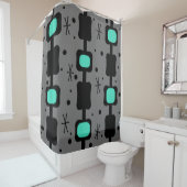 Rideaux De Douche Colonnes Moyenne Rétro Boîtes Turquoise (En situation)