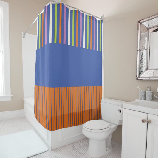 Rideaux De Douche Color Pop Stripes design rayé moderne (En situation)