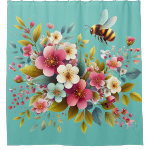 Rideaux De Douche Coloré, Abeille printanière/florale