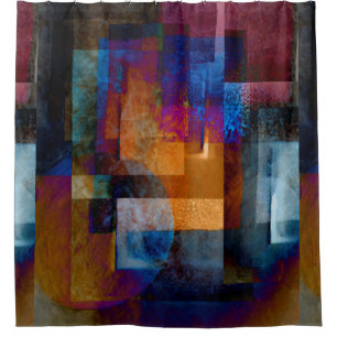 Rideaux De Douche Coloré Abstrait Géométrique Grunge industriel