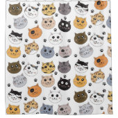 Rideaux De Douche Coloré Cute Funny Chats & Motif Paw (Devant)