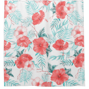 Rideaux De Douche Coloré dessiné à la main motif tropical avec h