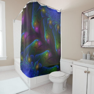 Rideaux De Douche Coloré Lumineux Abstrait moderne Trippy Fractal