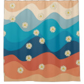 Rideaux De Douche Coloré Retro Waves & Daisies Motif (Devant)