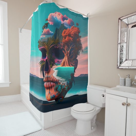 Rideaux De Douche Colored skull (En situation)