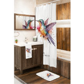 Rideaux De Douche Colorful Flight, watercolor hummingbird custom