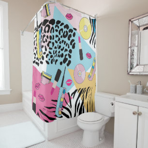 Rideaux De Douche Colorful Retro 1990's Nineties Motif
