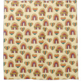 Rideaux De Douche Colorful Retro Curtain Pastel Groovy Bathroom (Devant)