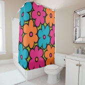 Rideaux De Douche Colorful Retro Floral Pattern (En situation)