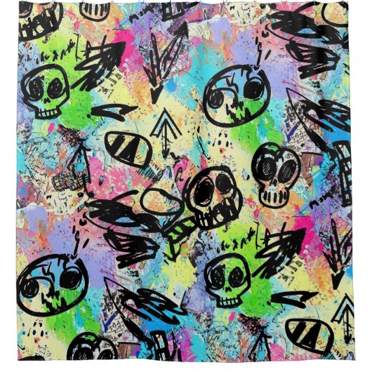 Rideaux De Douche Colorful Urban Graffiti Pattern (1) (Devant)