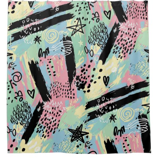 Rideaux De Douche Colorful Urban Graffiti Pattern (12) (Devant)