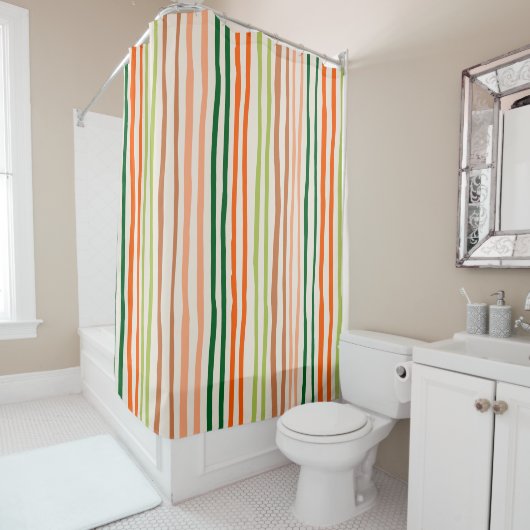 Rideaux De Douche Colorful vertical Retro Stripes (En situation)