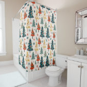 Rideaux De Douche Colourful Christmas Pine Trees Seamless Pattern (En situation)