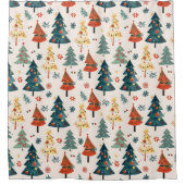 Rideaux De Douche Colourful Christmas Pine Trees Seamless Pattern (Devant)