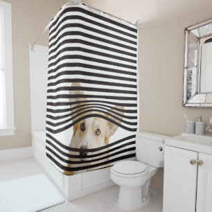 Rideaux De Douche Combinaison moderne drôle de chien rayures de phot