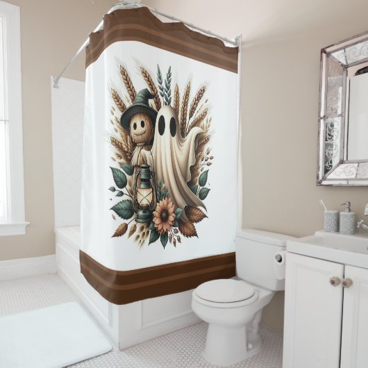 Rideaux De Douche Compagnons de récolte - Lumière de lanterne et Esp (En situation)