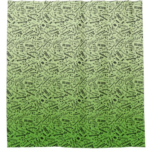 Rideaux De Douche Compositeurs de musique classique Notation Lime Gr (Devant)