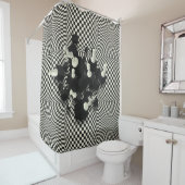 Rideaux De Douche Composition en pièces d'échecs d'échiquier et 3D (En situation)