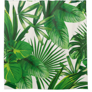 Rideaux De Douche Composition exotique tropicale verte naturelle feu