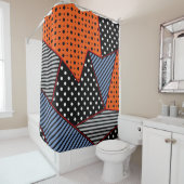 Rideaux De Douche Composition géométrique Abstraite : Bleu orange (En situation)