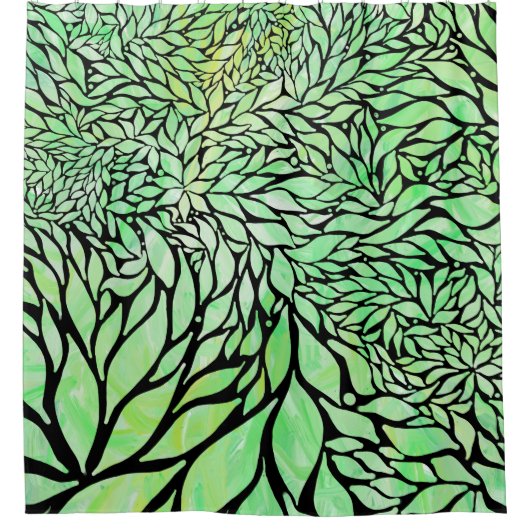 Rideaux De Douche Conception Abstraite des feuilles texturées (Devant)