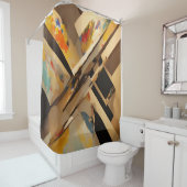 Rideaux De Douche Conception Abstraite Noir Brun Bleu (En situation)