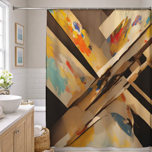 Rideaux De Douche Conception Abstraite Noir Brun Bleu