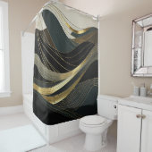 Rideaux De Douche Conception Abstraite Noir Gris Blanc Or (En situation)