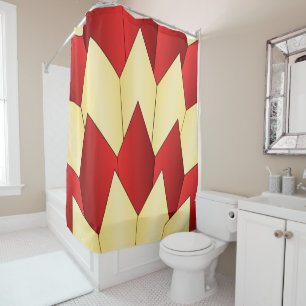 Rideaux De Douche Conception Art Déco Rouge Et Jaune