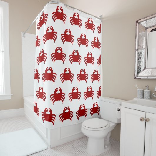 Rideaux De Douche Conception Crabe Rouge (En situation)