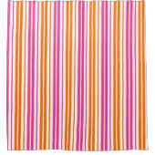 Rideaux De Douche Conception de bandes verticales rose orange blanc (Devant)